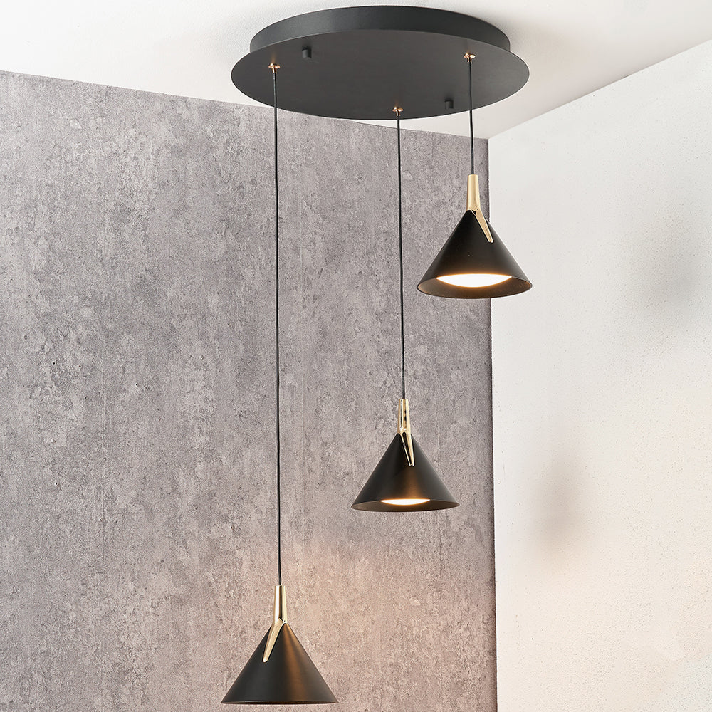 Astarion Matt Black & Gold Multi Drop LED Pendant Light